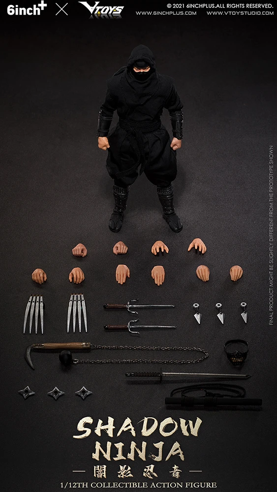 Shadow Ninja (Black) 1/12 Scale Action Figure 5 Shadow Ninja (Black) 1/12 Scale Action Figure - Image 5